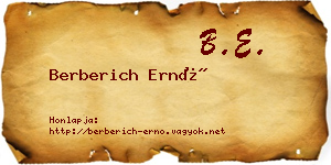 Berberich Ernő névjegykártya